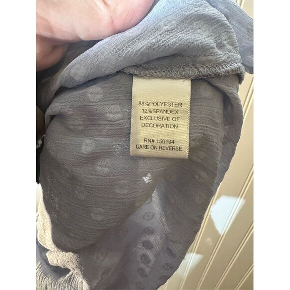 Living Doll Blue Sheer Ruffle Blouse XL | CottageRomantic Fairycore Boho Lace-Up - Picture 9 of 10